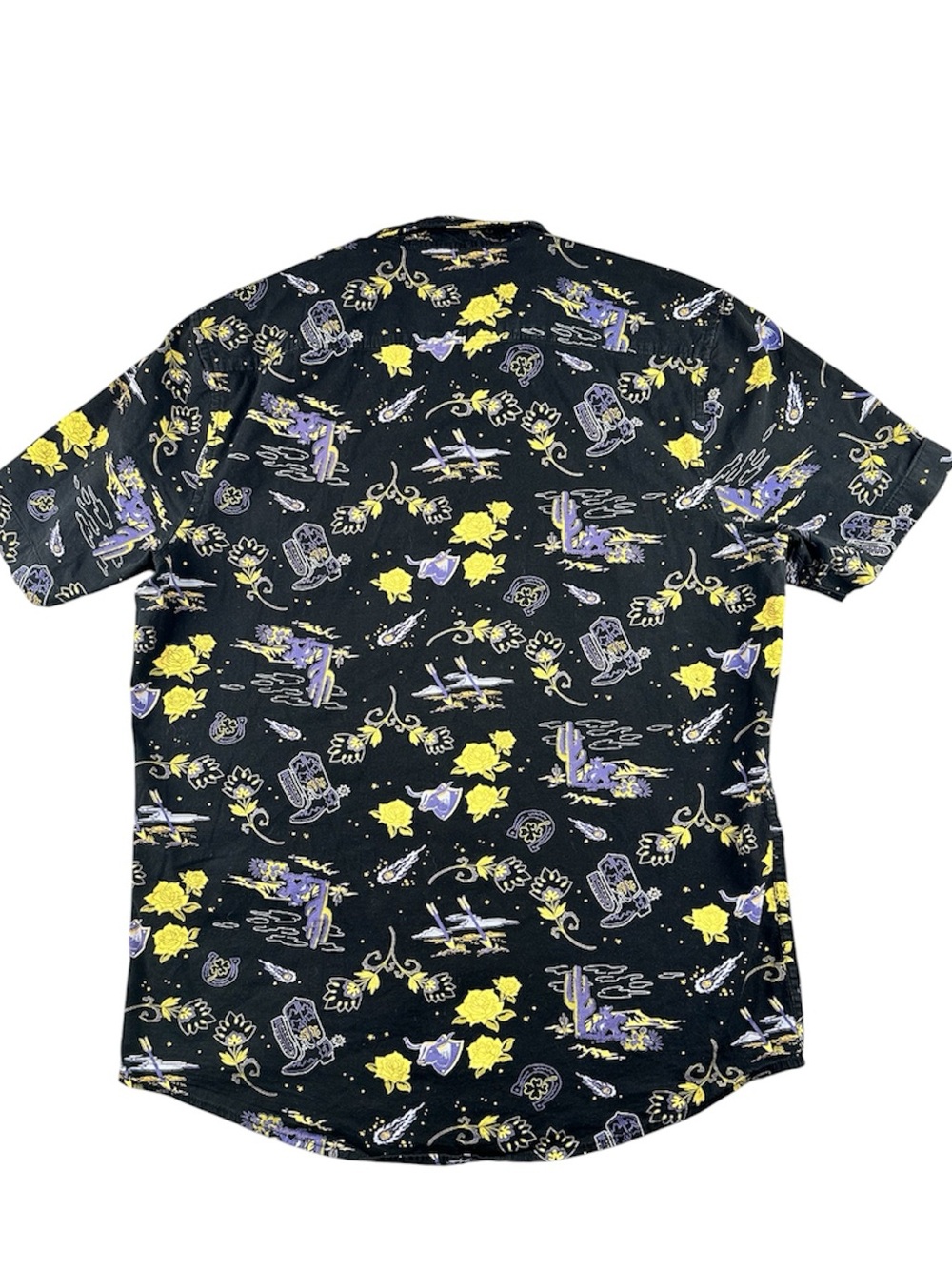Abound Men’s Western Cowboy Rodeo Shirt Black Yellow Roses Boots M - Picture 3 of 8